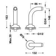Colonnettes pour robinet de baignoire Or 24K - TRES 24287101OR