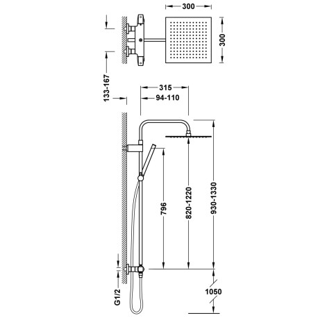 Ensemble de robinet thermostatique mural à 2 voies pour douche Or Rose Mat 24K - TRES 19039307OPM 