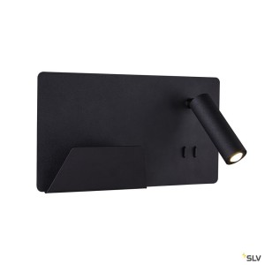 Liseuses SOMNILA SPOT applique int. liseuse gauche noir LED 13W 3000K avec port USB - SLV 1003455 