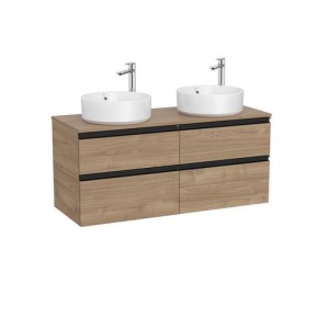 The Gap Meuble 4T Pour 2 Vasques À Poser 1200 Mm Noyer/Poignées Noires - ROCA A851506517 