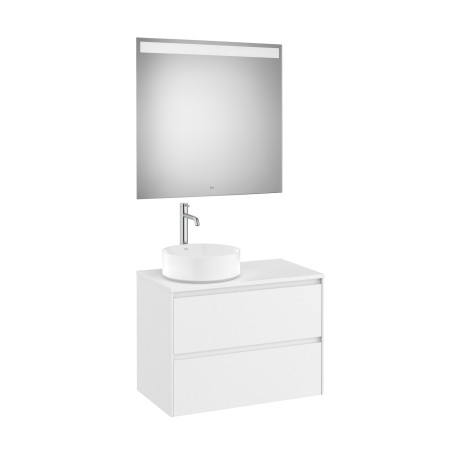 Ona Pack Meuble 2T + Plan  Pr Lav Gche +Miroir 800 Blanc Mat-Roca A851717509 