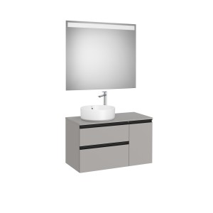 The Gap Pack Pour Vasque À Poser À Gauche 900Mm Gris Moyen Mat/Poignées Noires - ROCA A851534547 