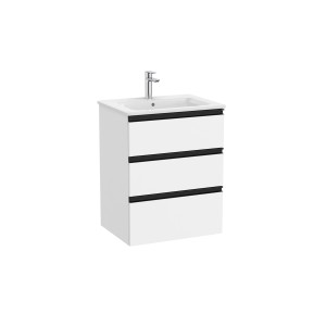 The Gap Unik 3 Tiroirs 600 Mm Blanc Mat/Poignées Noires - ROCA A851484509 