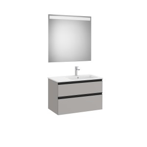 The Gap Pack 2T Lavabo À Gauche 800Mm Gris Moyen Mat/Poignées Noires - ROCA A851512547 