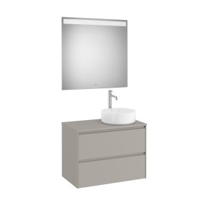 Ona Pack Meuble 2T+Plan  Pr Lav Dte+Miroir 800 Gris Mat-Roca A851715510 