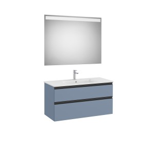 The Gap Pack 2 Tiroirs (Unik+Miroir) 1000 Mm Centré Bleu Mat/ Poignées Noires - ROCA A851854548 