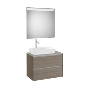 Ona Pack Meuble 2T + Plan  Pr Lav Gche+Miroir 800 Orme Foncé-Roca A851717511 