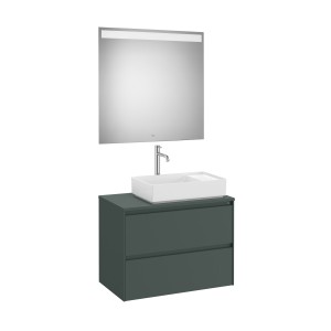 Ona Pack Meuble 2T+Plan  Pr Lav Dte+Miroir 800 Vert Mat-Roca A851715513 