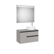 The Gap Pack Pour Vasque À Poser À Droite 900Mm Gris Moyen Mat/Poignées Noires - ROCA A851533547 