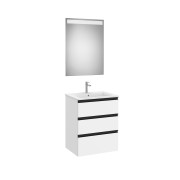 The Gap Pack 3 Tiroirs (Unik+Miroir) 600Mm Blanc Mat/Poignées Noires - ROCA A851517509 