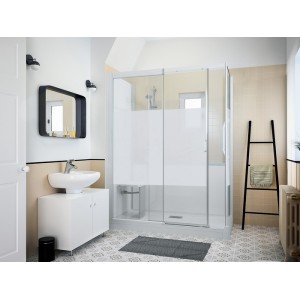 Kinemagic7 Sérénité 160x90 Angle Coulissant Mixte Dépoli 1 bande Thermostatique - KINEDO KT-1609-AMC-DB3-GSV 