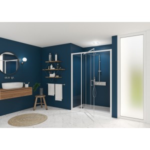 Smart Express Porte Pivotante 110X190 Cm Profile Blanc Verre Transparent - KINEDO PA1904BTNE 