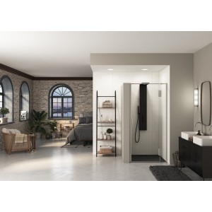 Paroi Ekinox P 120 profilé Inox, verre transparent charnière à droite - KINEDO PA4234ITNED 