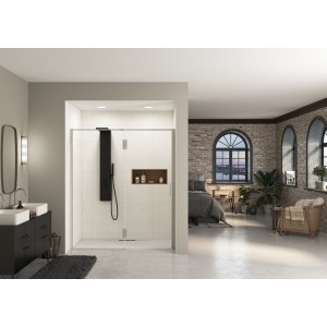 Paroi Ekinox P 180 profilé Inox, verre transparent charnière à gauche - KINEDO PA4238ITNEG 