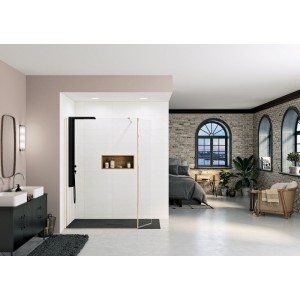 Paroi Ekinox Duo 70 profilé cuivre rose, verre transparent - KINEDO PA4220RTNE 