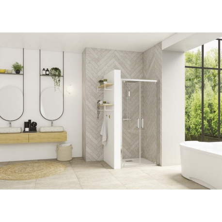 Smart Design 2 portes pivotantes 70 profilé chromé verre transparent - KINEDO PA90220CTNE 