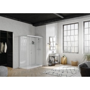 Cabine Brooklyn gris clt, 160x80 verre transparent, thermo - KINEDO CA242GTNE 