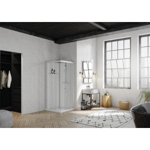 Cabine Brooklyn gris clt, 90x90 verre transparent, thermo - KINEDO CA250GTNE 