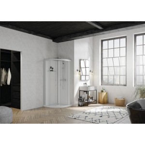 Cabine Brooklyn gris clt, 90 1/4 de rond, verre transparent, thermo - KINEDO CA270GTNE 