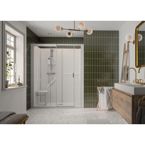 Kinemagic7 Sérénité+ 170x80 Niche Coulissant Haute Transparent Thermostatique - KINEDO KT-1708-NHC-TN3-GSPV 