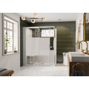 Kinemagic7 Sérénité+ 160x80 Angle Coulissant Mixte Dépoli 1 bande Thermostatique - KINEDO KT-1608-AMC-DB3-GSPN 