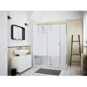 Kinemagic7 Sérénité 140x90 Angle Coulissant Haute Dépoli 1 bande Mécanique - KINEDO KT-1409-AHC-DB2-GSC 