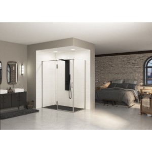 Paroi Ekinox P pour P+F 140 profilé Inox, verre transparent charnière à gauche - KINEDO PA4245ITNEG 