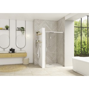 Smart Design coulissante 150 profilé chromé verre transparent - KINEDO PA90252CTNE 