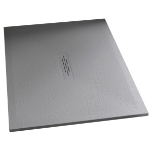 Receveur Kinemoon Style texture pierre lunaire blanc 140x90 bonde centrale - KINEDO RD769 