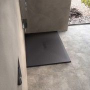 Receveur Kinemoon Style texture pierre lunaire blanc 120x90 bonde centrale - KINEDO RD763 