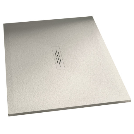 Receveur Kinemoon Style texture pierre lunaire blanc 180x90 bonde centrale - KINEDO RD783 
