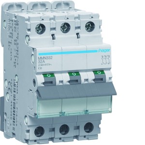 Disjoncteur magnétique 3P 20kA 32A 400V access. indicateur IEC 947-2 - HAGER MMN332 