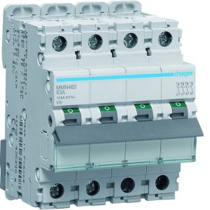 Disjoncteur magnétique 4P 15kA 63A 400V access. indicateur IEC 947-2 - HAGER MMN463 