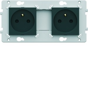 Prise double 2P+T anthracite - HAGER WE122A 