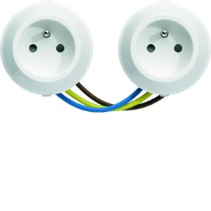 ateha prise de courant double horizontale 2P+T  précablée associable - HAGER WJA122B 