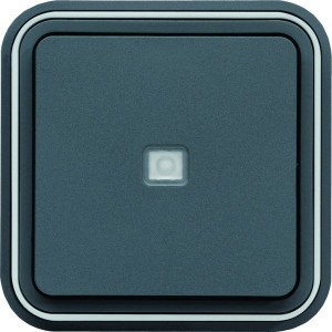 cubyko Poussoir 1F à voyant témoin encastré à griffes gris IP55 - HAGER WNE023G 