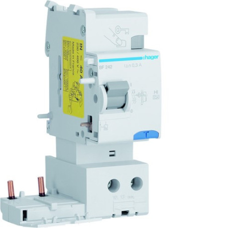 Bloc différentiel 2P 40A 300mA type haute immunité 50/60Hz - HAGER BF242 