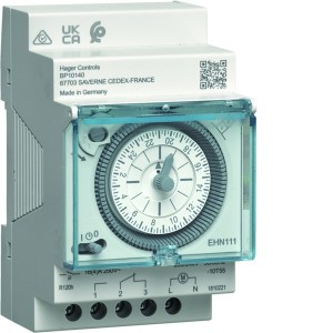 Interrupteur horaire électromécanique 1 voie sur 24 heures avec réserve - HAGER EHN111 