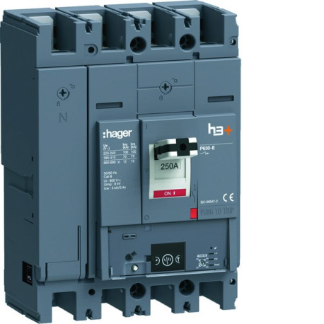 Disjoncteur h3+ P630 Energy 4x250A 70kA - HAGER HEW251NR 