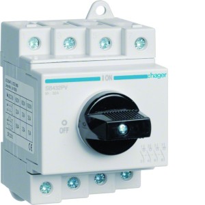 Interrupteur DC 4P 1000V 32A - COMMANDE SIGNAL  HAGER SB432PV 