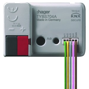 Module d'entrées à encastrer : 4 entrées pour contacts libres de potentiel - HAGER TYBS704A 