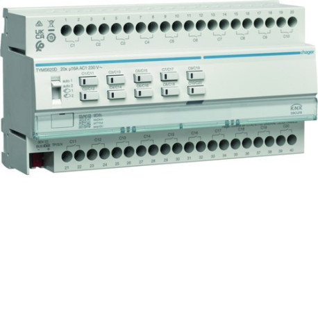 Module 20 sorties 16A/230V~ adapte pour charges capacitives / New Easy - HAGER TYMS620D 