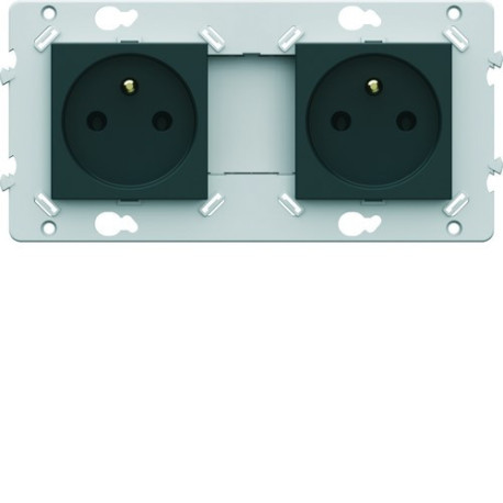 Prise double 2P+T anthracite - HAGER WE122A 