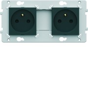 Prise double 2P+T anthracite - HAGER WE122A 