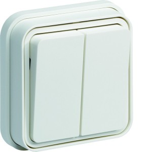 cubyko Double interrupteur va-et-vient  encastré à griffes blanc IP55 - HAGER WNE040BG 