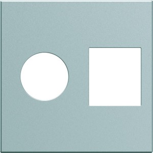 Enjoliveur prise TV+RJ45 gallery 2 modules titane - HAGER WXD240T 