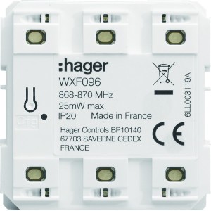 Emetteur radio mural, gallery, quicklink, plat, pile plate, 6 postes - HAGER WXF096 