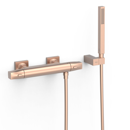 Robinet thermostatique mural Over‑wall pour douche Or Rose Mat 24K - TRES 19016459OPM 