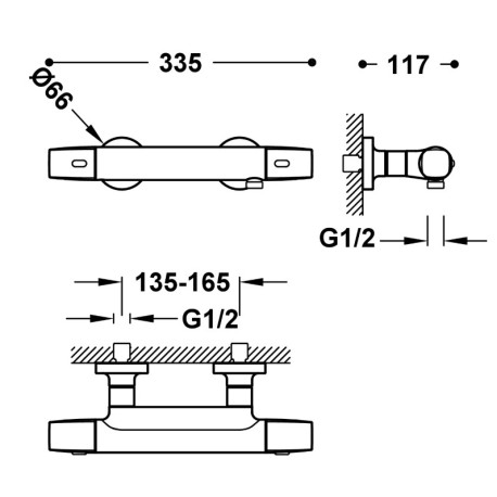 Ensemble douche thermostatique Acier - TRES 19016449AC
