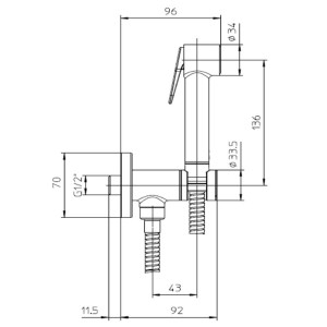 Kit douchette mitigeur WC 1/2”M, support et flexible chromé Paloma-flat - Bossini E57033030